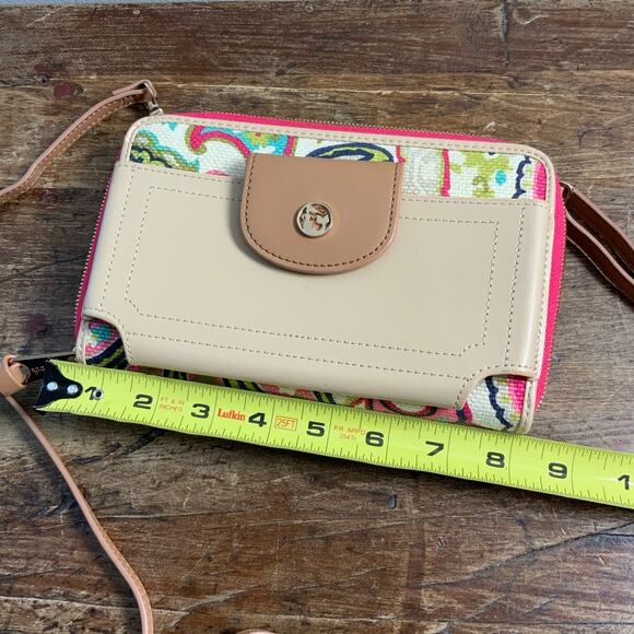 Startina 449 Wristlet Carson Cottage Leather Linen Phone Wallet Organizer - Picture 5 of 6